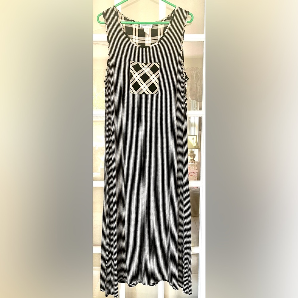 Impressions Navy and White Striped Maxi Dress